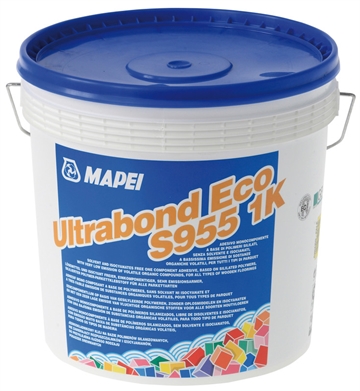 Mapei Ultrabond Eco S955 1 K 15 kg. Silyeret polymerbaseret en-komponent klæber 